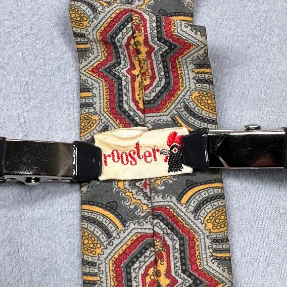 Vintage Rooster Mens Tie Retro Geometric Pattern Classic Skinny Style Necktie - Picture 2 of 6